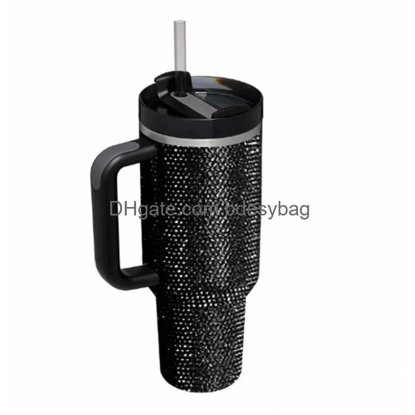 commuter travel mugs new 1pcs 40oz shiny rhinestone mug tumbler with handle insated lids st stainless steel coffee termos cup withou