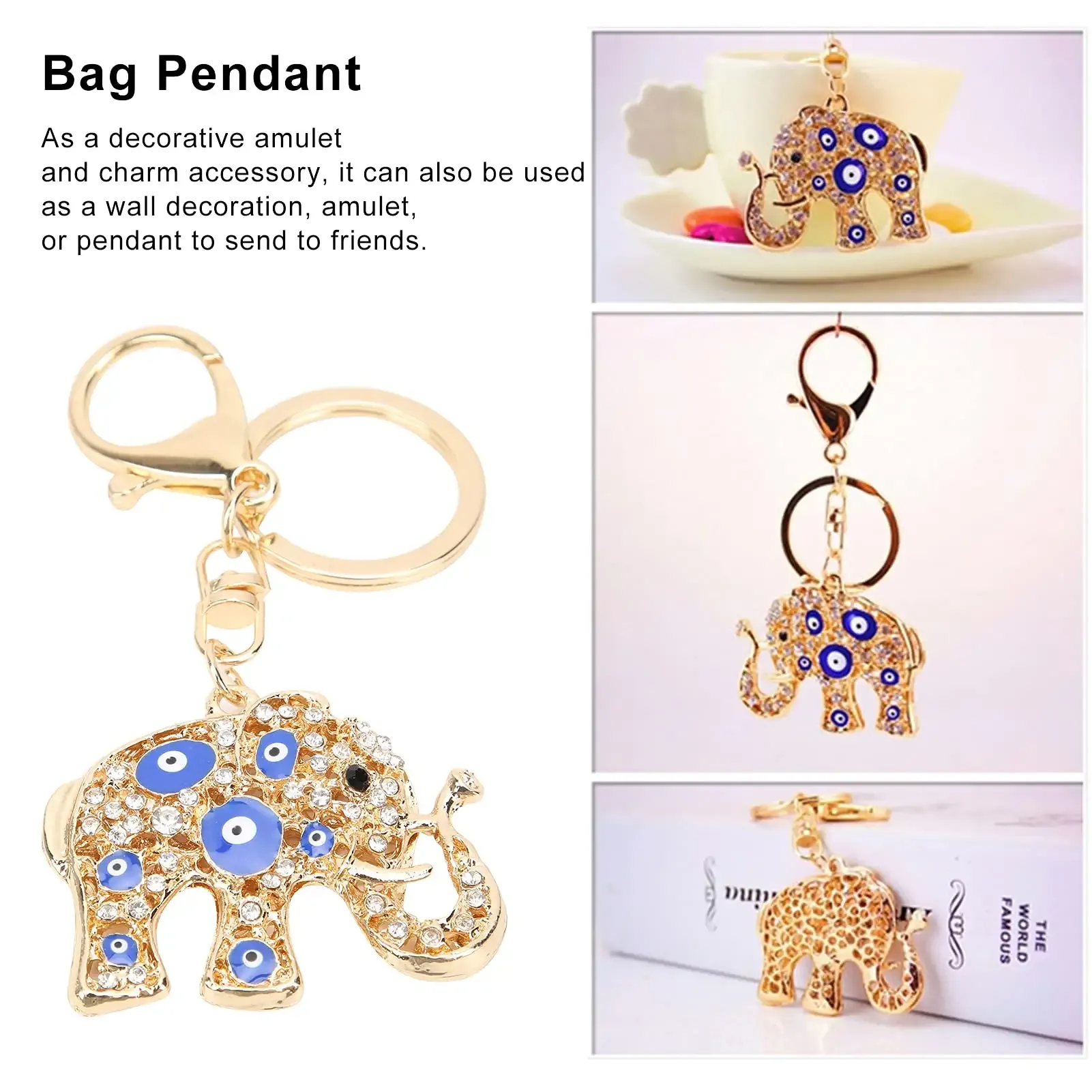 3ml turkish blue evil eye keychain durable protection charm good luck keychain for handbag hooks home decoration elephant shape