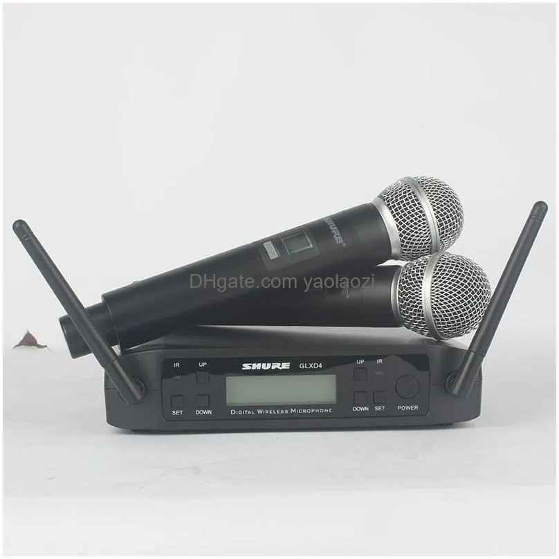 microphone wireless g-mark glxd4 professional system uhf dynamic mic automatic frequency 80m party stage host church microphones