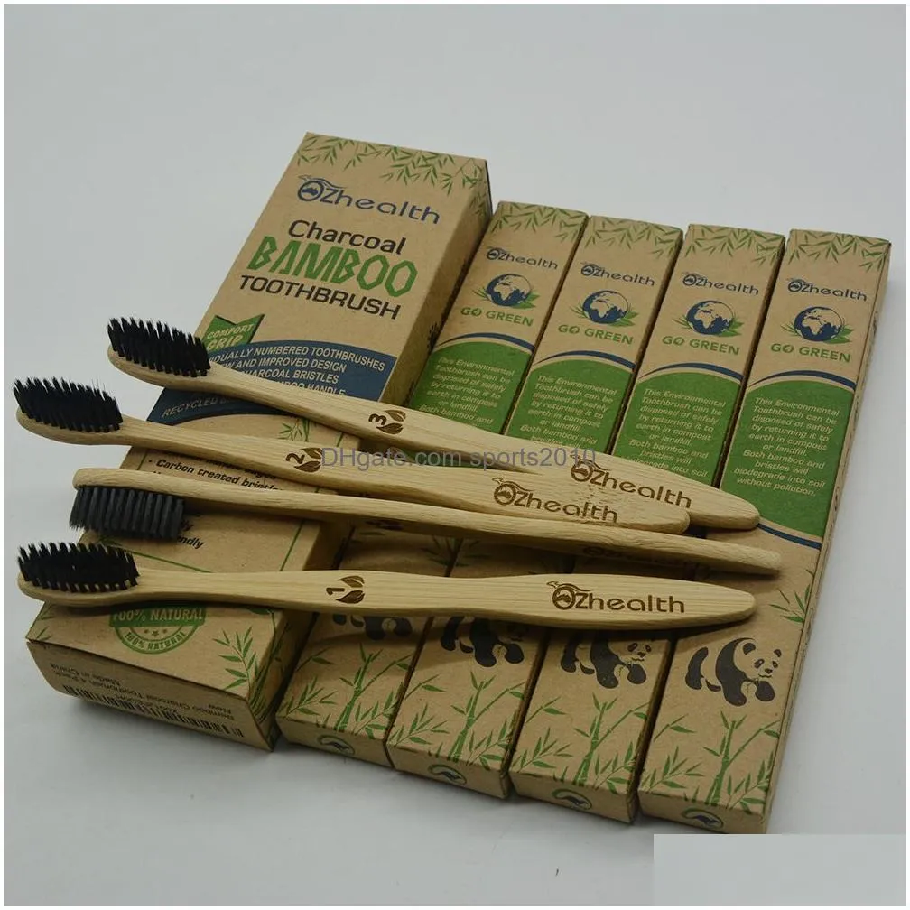 Disposable Toothbrushes Disposable Toothbrush Oem Customized Logo Bamboo 4In1 Toothbrushes Tongue Cleaner Denture Teeth Travel Kit Sof Dh3Qt