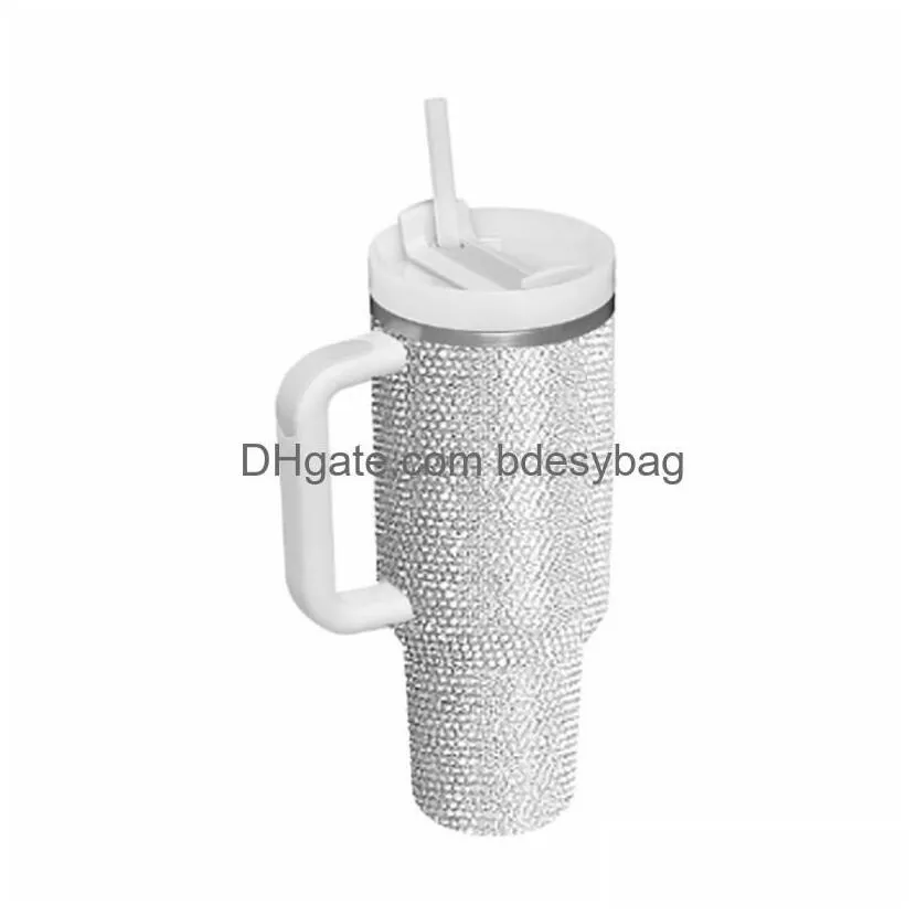 commuter travel mugs new 1pcs 40oz shiny rhinestone mug tumbler with handle insated lids st stainless steel coffee termos cup withou
