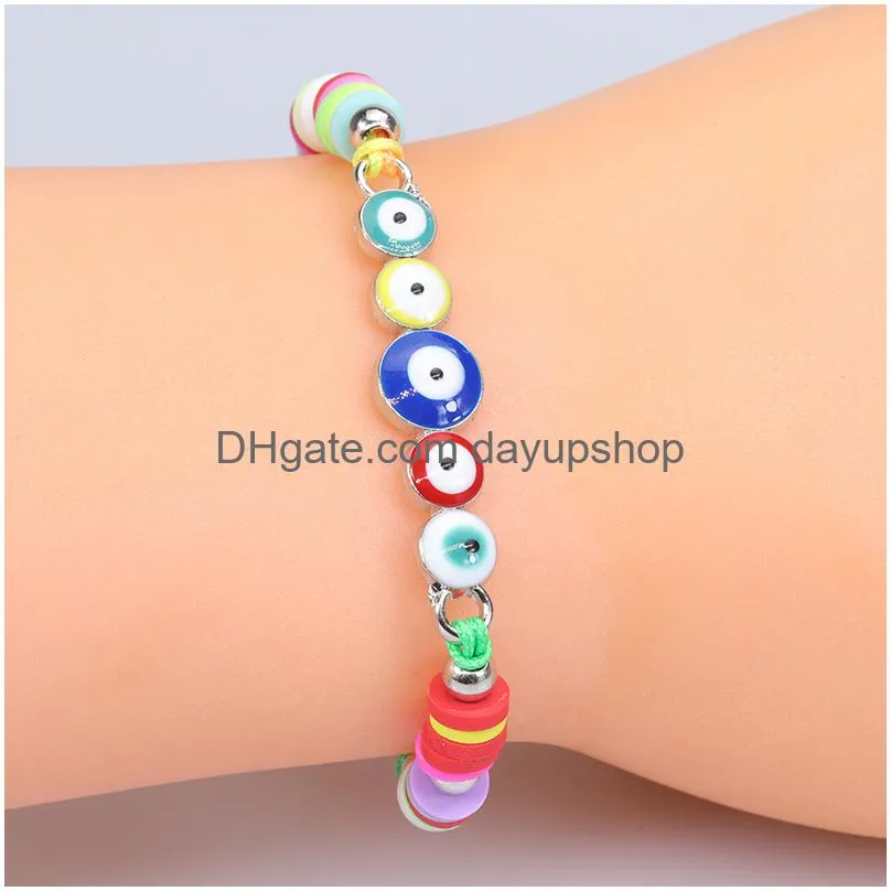 evil eye beads anklet bracelets crystal fatima hand adjustable braided bracelet set for women