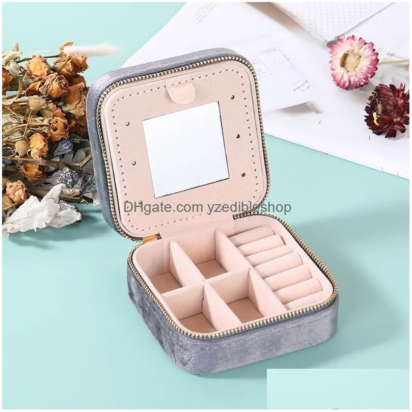 jewelry box velvet storage case portable travel jewelry holder women gift cases earring display organizer boxes