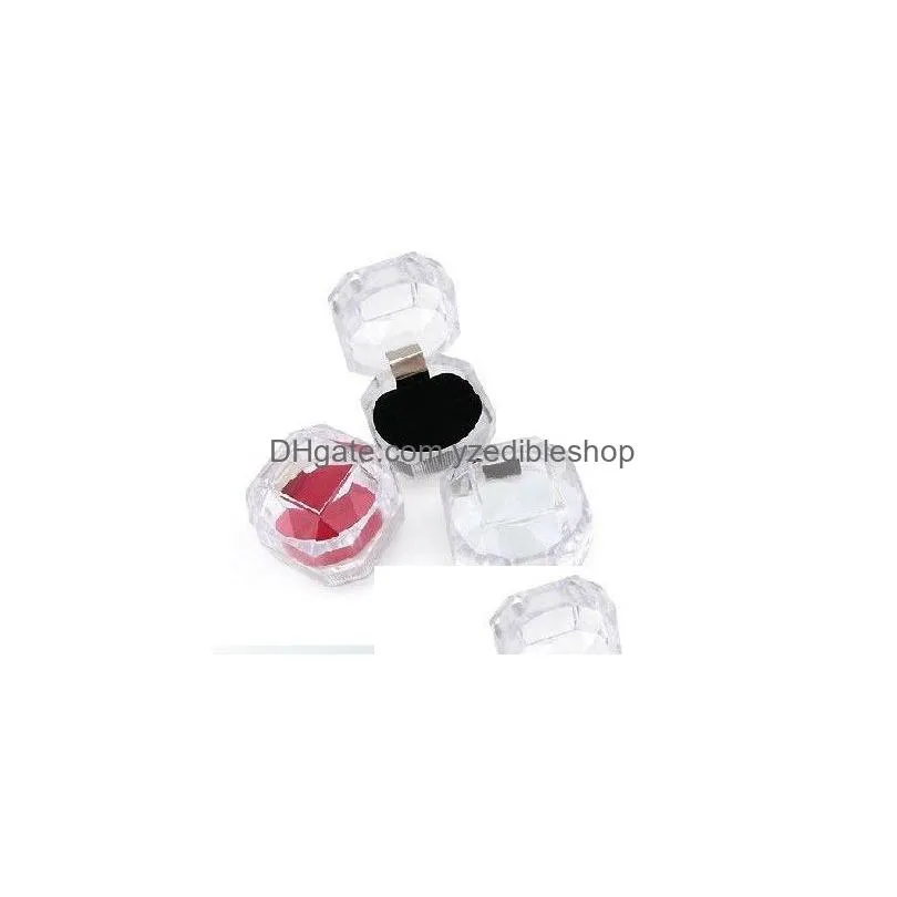 ems 100pcs organic glass rings box size 4cm 1.6 x 4cm 1.6x3cm1.2 mix 3 color