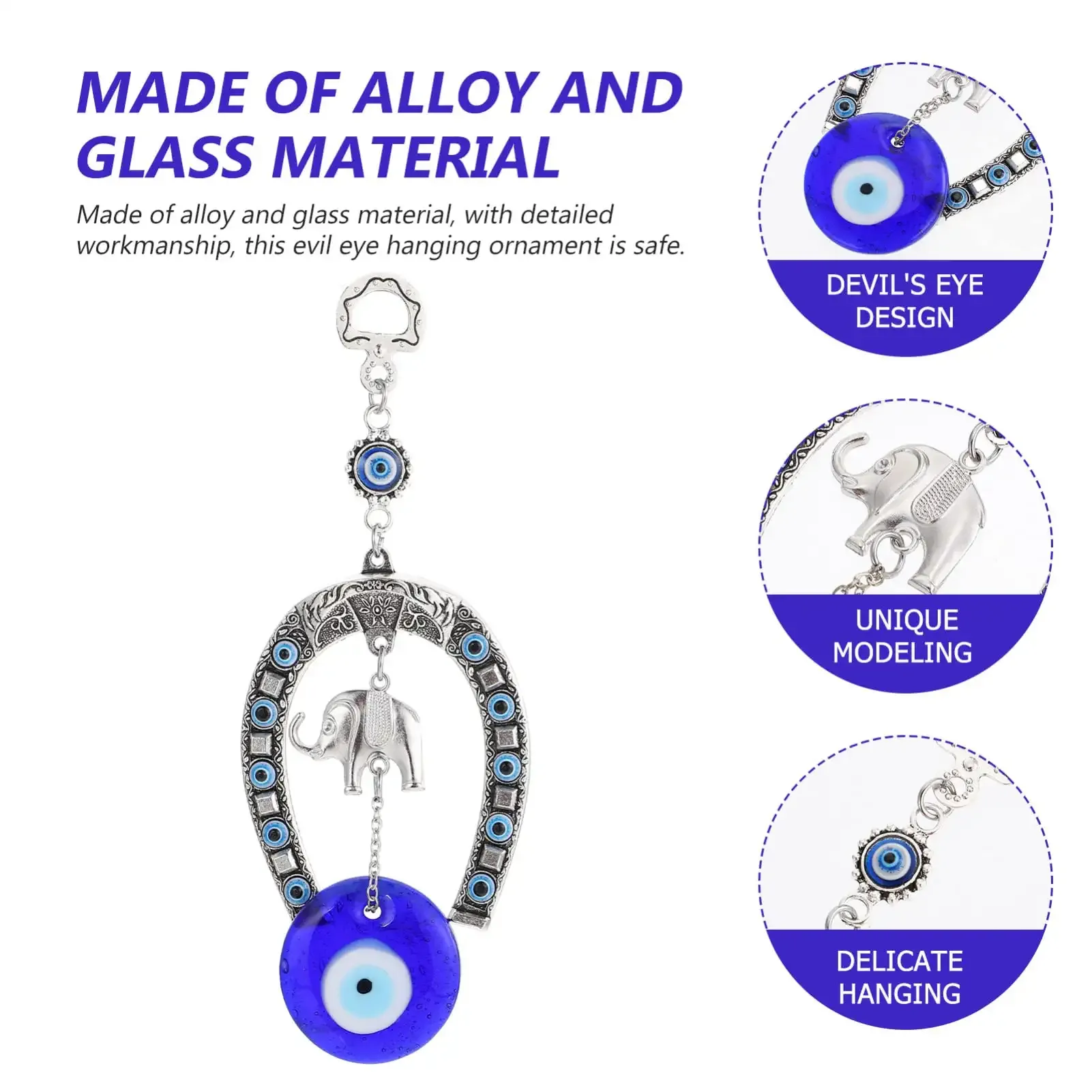 3ml turkish evil eye blue evil eye amulet pendant evil eye protection charm with elephant good luck blessing decoration for car key chain purse backpack