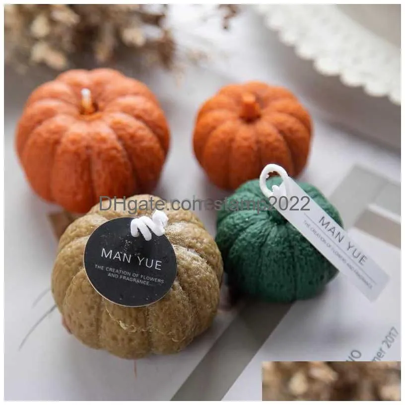 decorative objects figurines halloween pumpkin shape diy candles mould aromatherapy plaster candle 3d silicone mold hand-made aroma wax soap candles mold