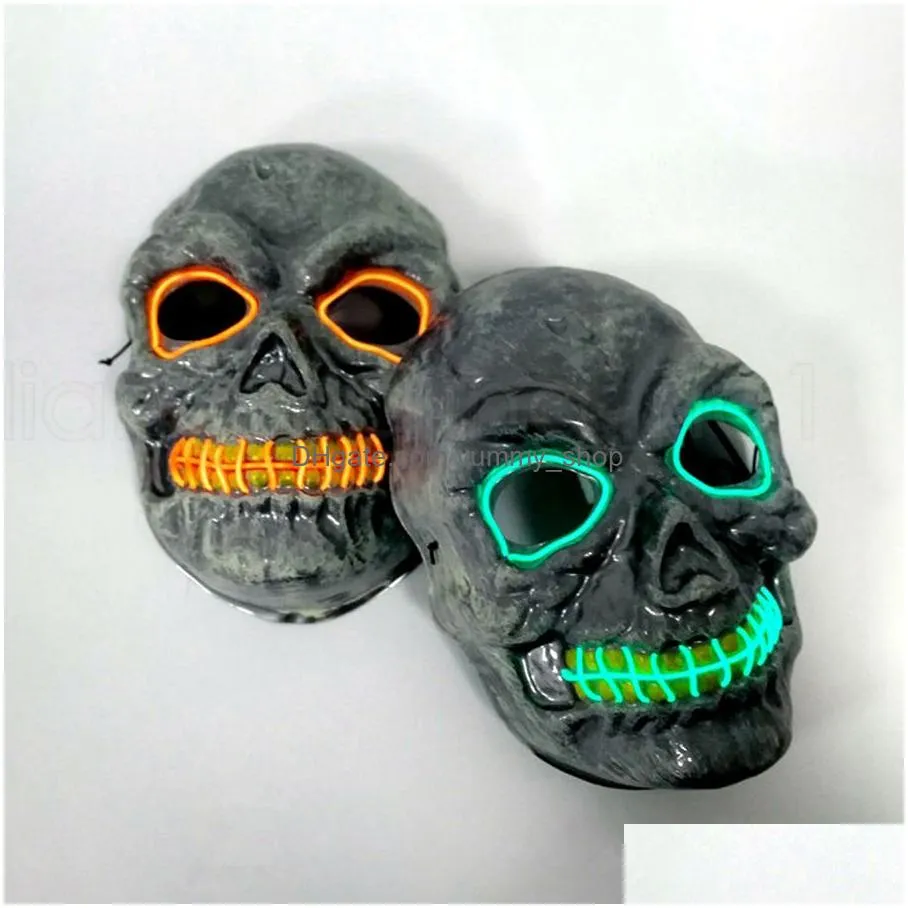 skull glowing mask costume led party mask for horror theme cosplay el wire halloween masks halloween party supplies rra2126