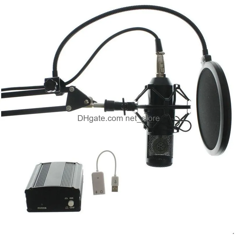 full set microphone professional bm800 condenser ktv microphone pro audio studio vocal recording mic add metal shock mount