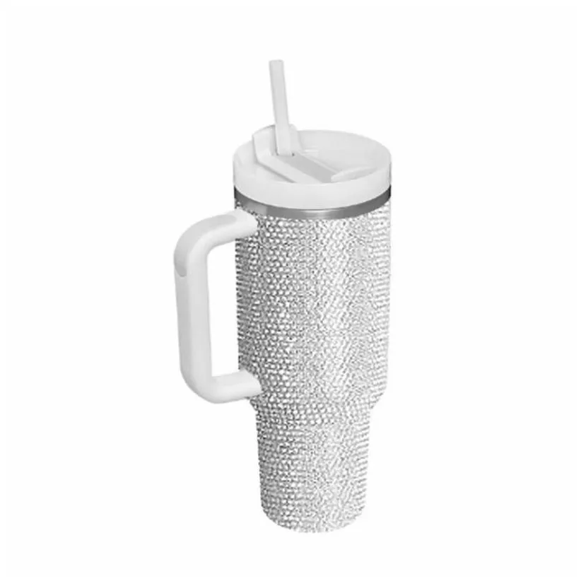 commuter travel mugs new 10pcs 40oz shiny rhinestone mug tumbler with handle insated lids st stainless steel coffee termos cup witho