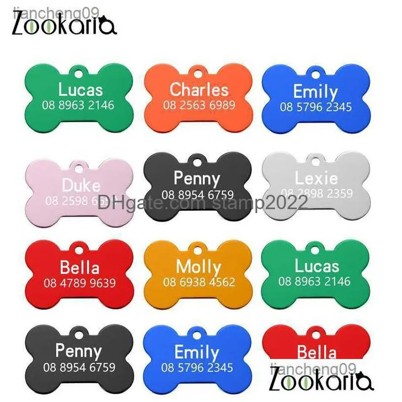 colorful anti-lost dog id tags customized dog collar name plate personalized pet collar for dogs engraved pet puppy tag supplies
