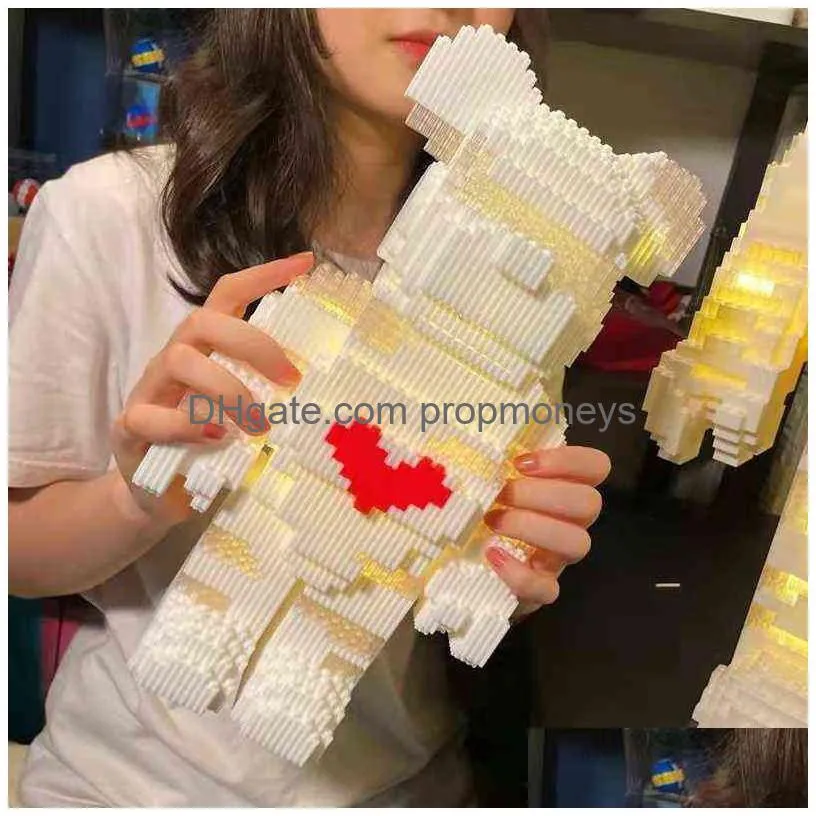 Blocks Creative Ideas Block Love Violent Bear 73Cm Large Bearbrick Model With Light 57030 Building Blocks Brick Toys Kids Christmas Bi Dhydw
