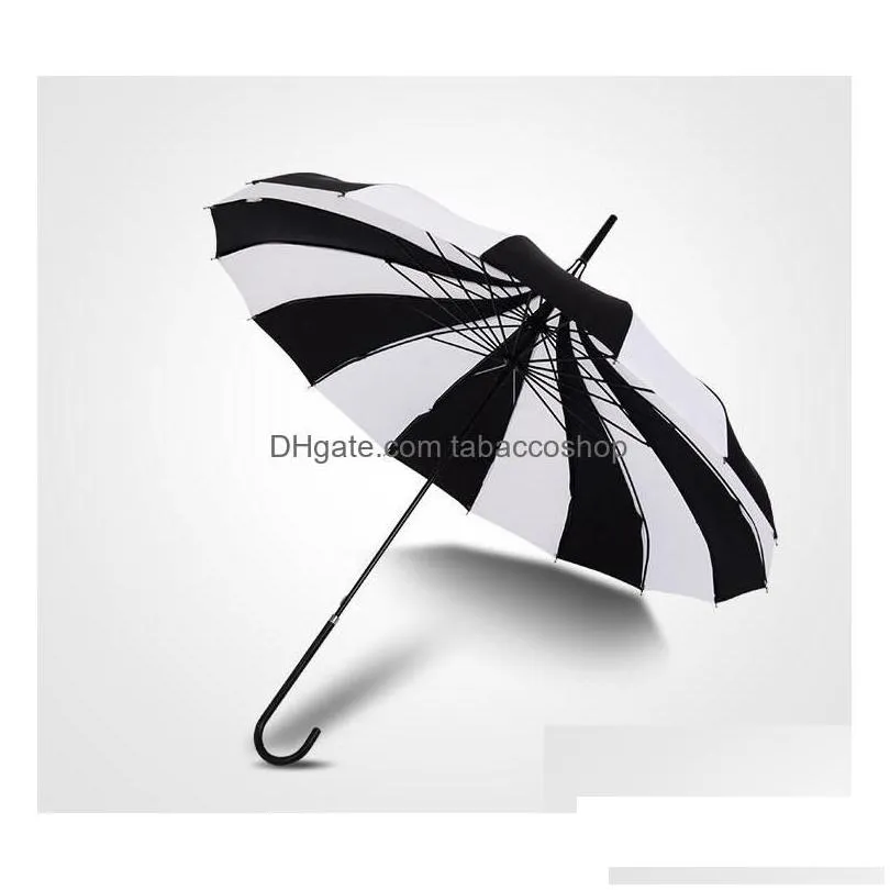 umbrellas 30pcs creative design black and white striped golf umbrella long-handled straight pagoda sn4085 drop delivery home garden ho