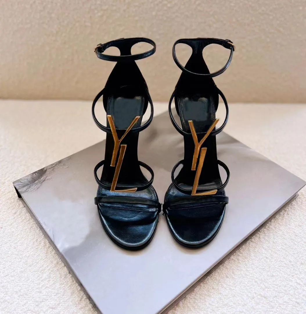 2023 Sandals High heels  Luxurvs Designer shoes heels Paris Dress Classics Women 10cm8cm Heels Black Golden Gold Wedding Bottoms with box Size 35-41