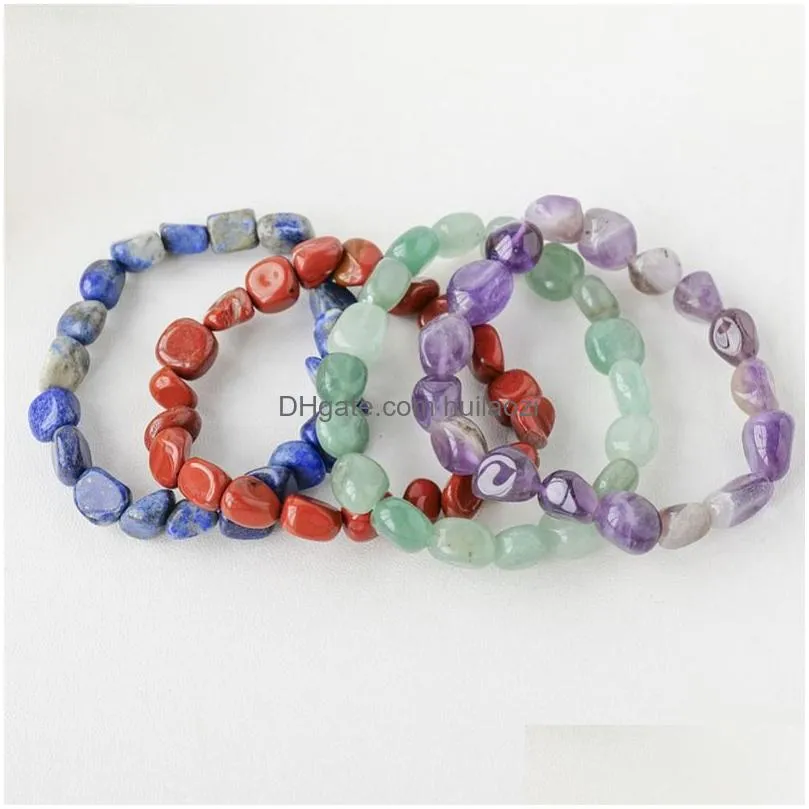 irregularly natural stone beaded bracelets jewelry amethyst gravel agate rose quartz gemstone bracelet women fashion jewelry