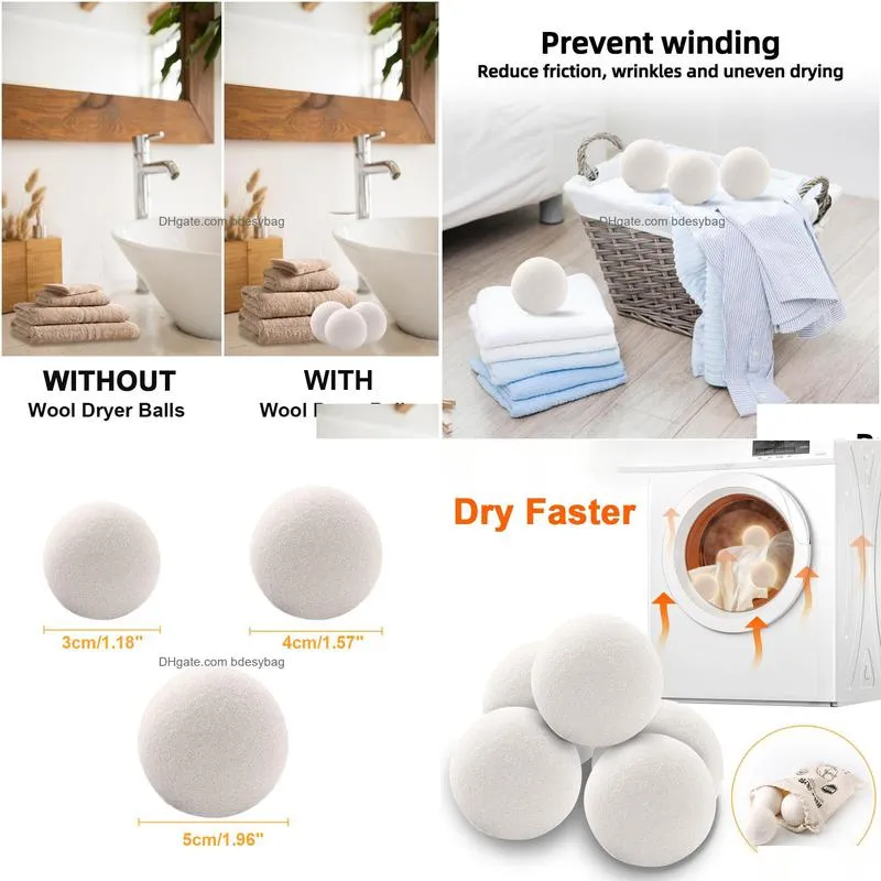 laundry products reusable wool dryer balls softener laundry home washing 4/5/6cm fleece dry kit ball useful washings machine