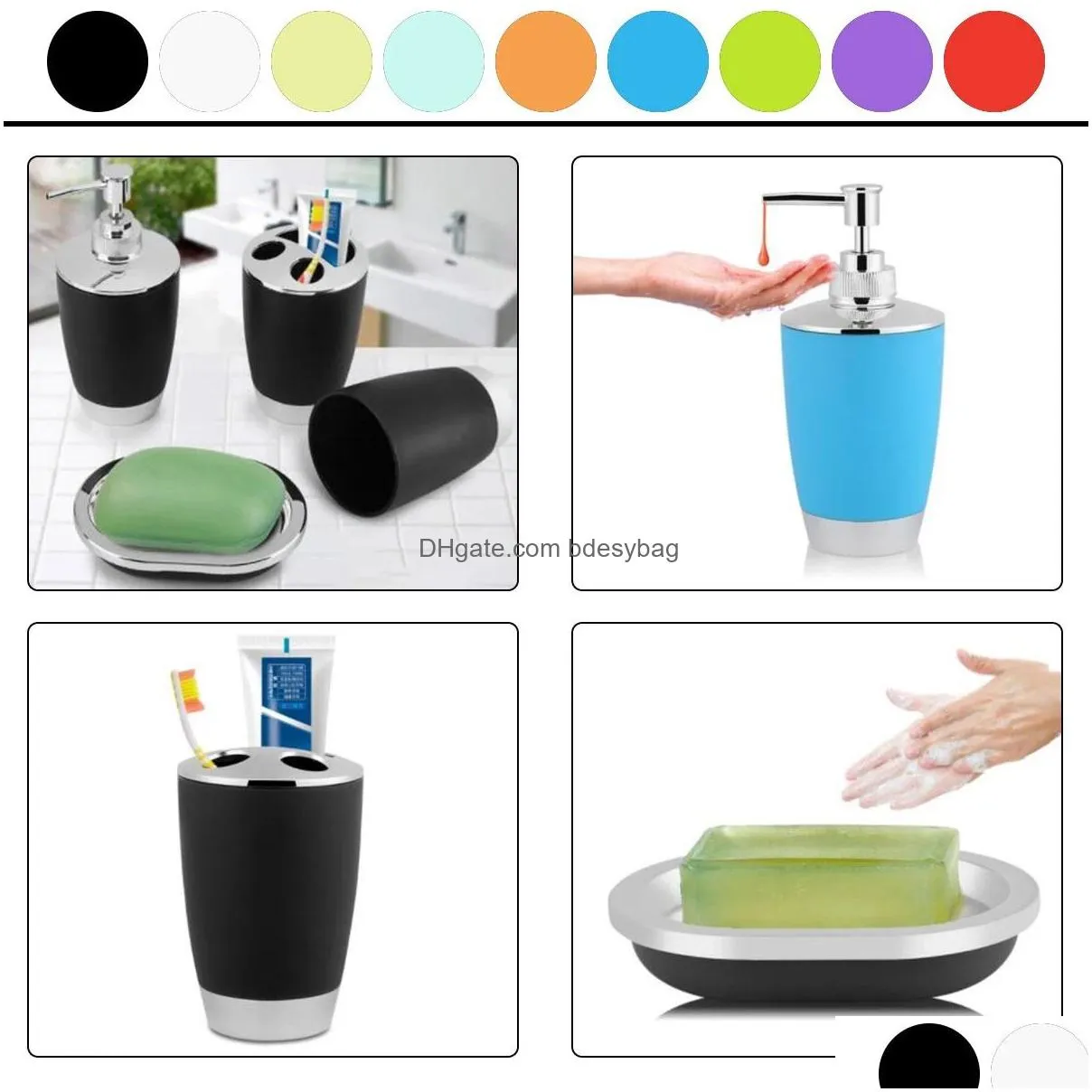 bathroom set 4pcs soap dish dispenser bottle washroom toothbrush holder cup suit home decoration accessories