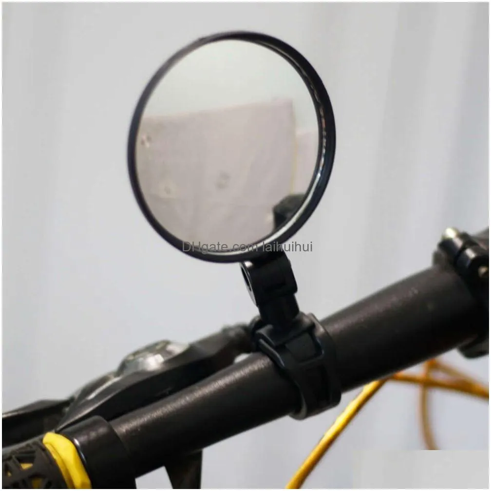  1pc adjustable rearview mirror for bicycle motorcycle handlebar mount 360 rotation bike riding round ellipse mirror universal