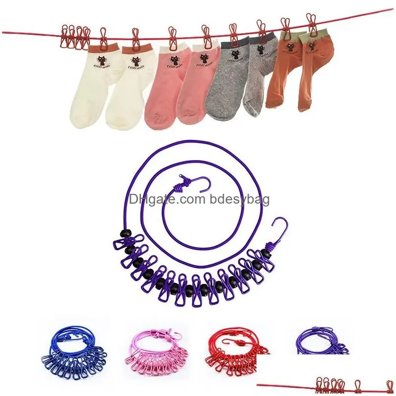 hangers 4m outdoor camping nonslip stretch clothesline with 12clips travel stretchy clothesline sock line hanging laundry drying rope