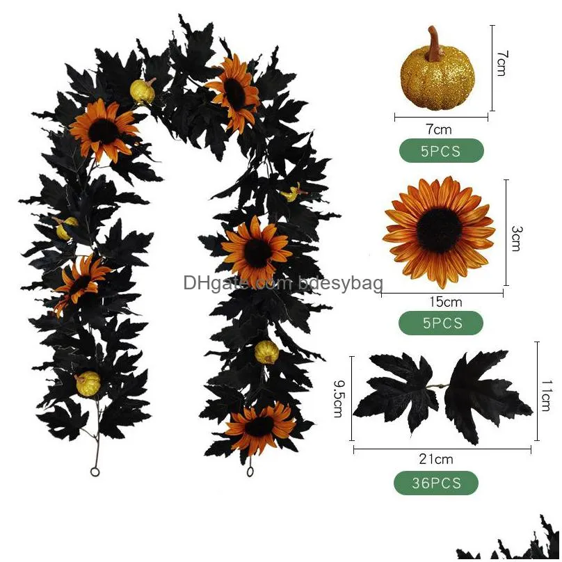 180cm new black halloween decoration flowers halloweenhome interior simulation halloween maple leaf decorations