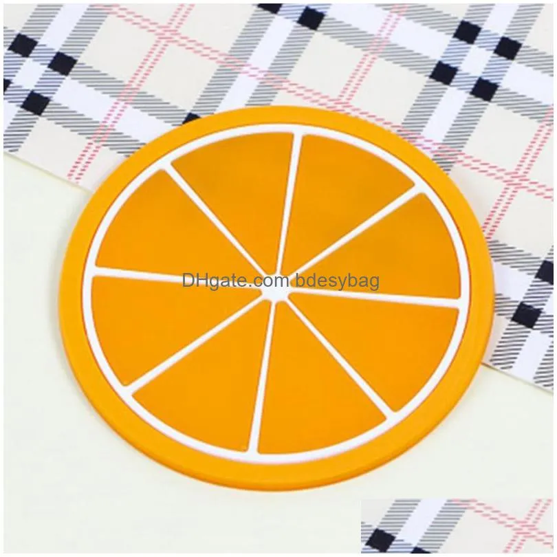 colorful jelly color coaster silicone fruit shape cup mat creative nonslip heat insulation pad tea coaster wholesale