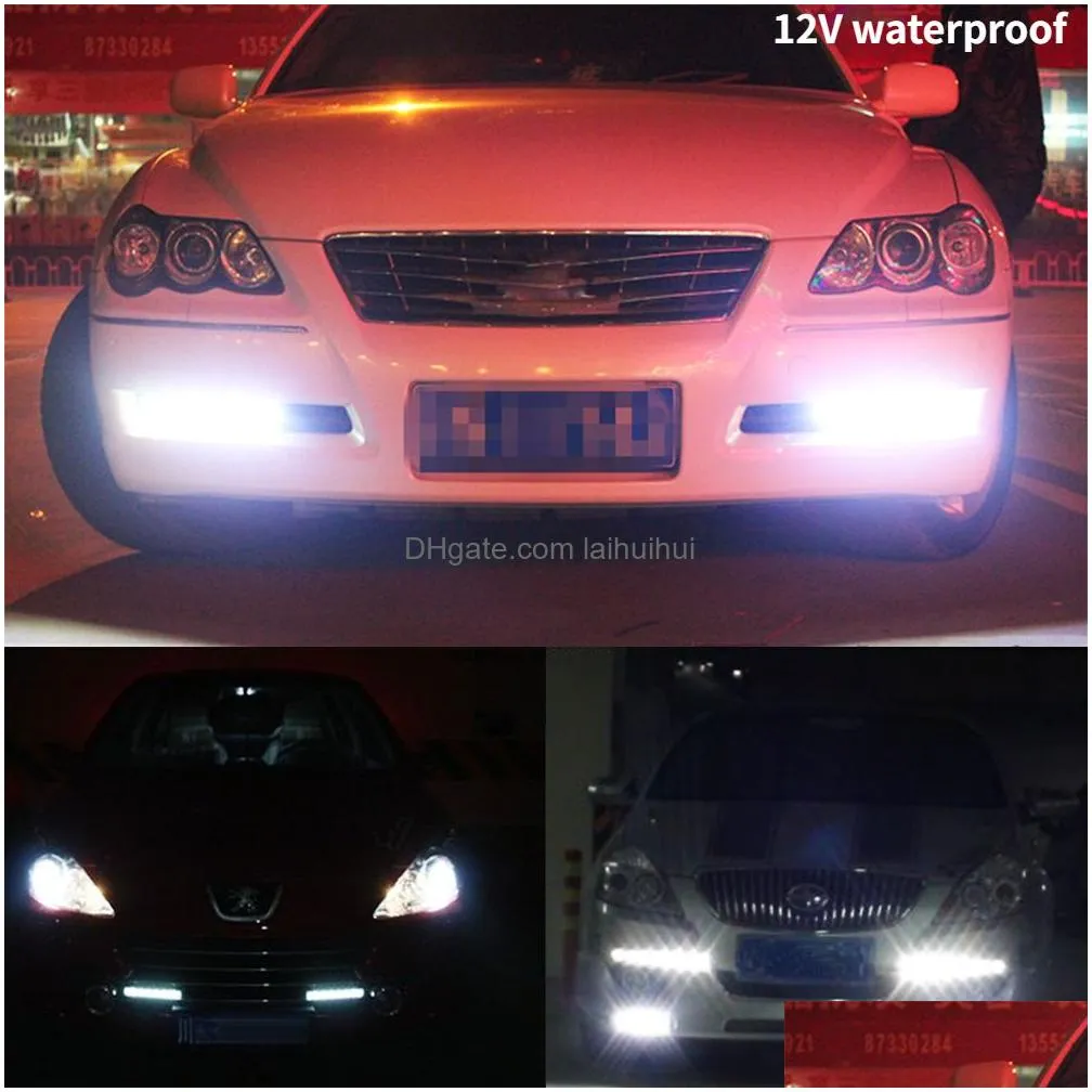 2/1pcs car auto daytime running light daylight car styling lamp drl 6 led 12v waterproof lights fog light 6000k car-styling bulb