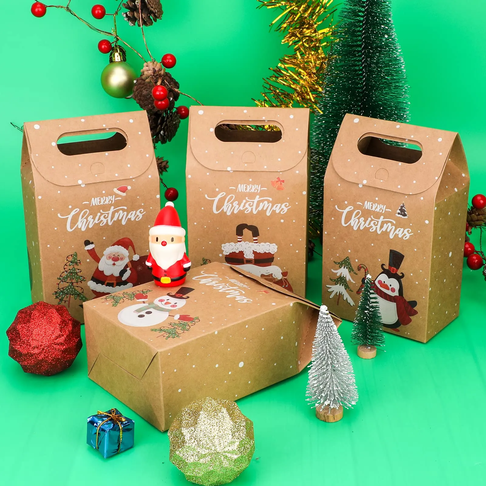 kraft christmas  and candy boxes bulk gift boxes treat boxes goody boxes xmas favor bags for christmas presents little toys christmas party favor supplies decorations