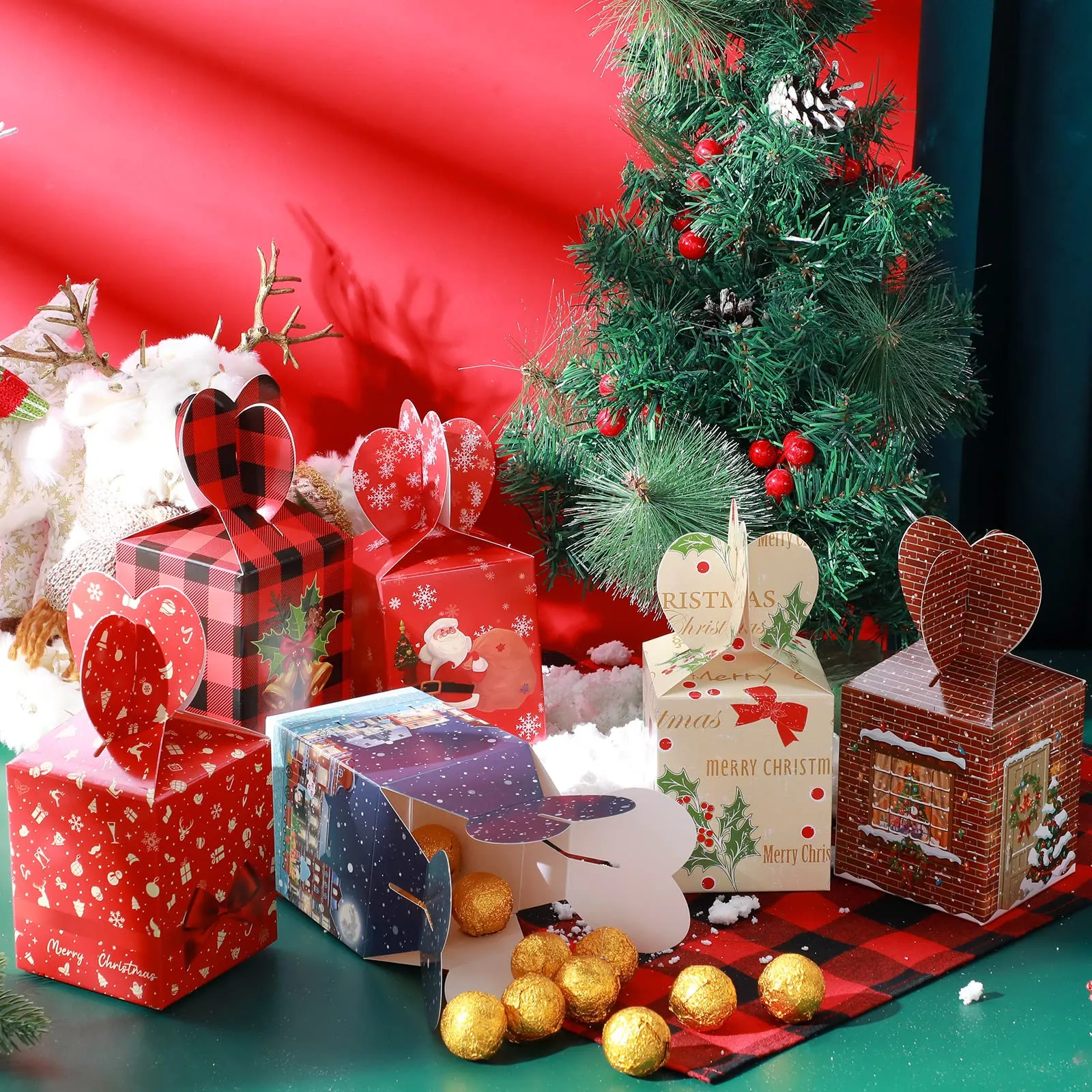 christmas gift boxes 3d christmas goody treat boxes xmas cardboard cookie boxes christmas eve packaging boxes xmas house santa snowman gable boxes for xmas party favor and gift wrapping