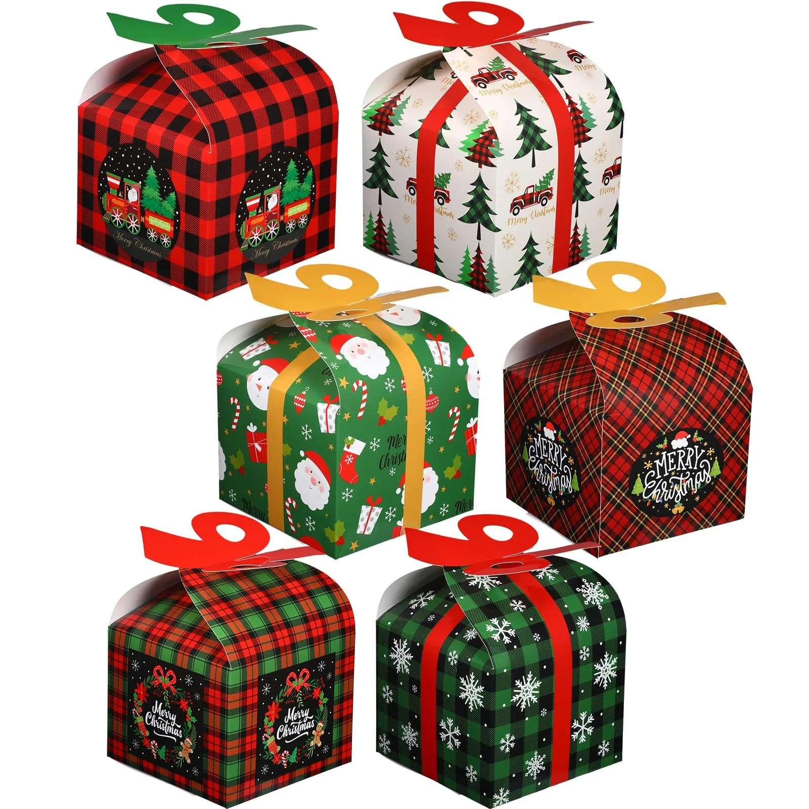 christmas gift boxes with lids and red bows  plaid christmas gift wrap boxes 4 sizes bulk gift boxes shirt box for wrapping xmas holiday present gingerbread