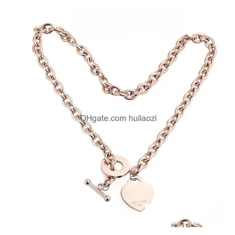  est design chunky o t chains heart charms pendants necklace titanium steel excellent quality collar