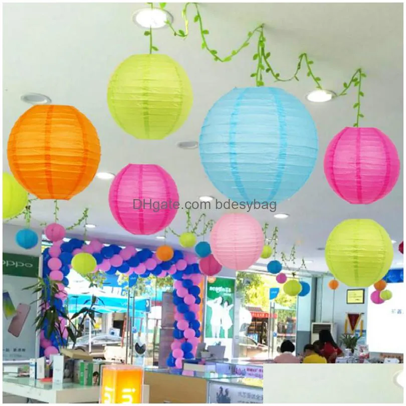 1pc 8inch 20cm multicolor chinese round paper lanterns ball for wedding party hanging lanterns birthday decor babyshower supplies