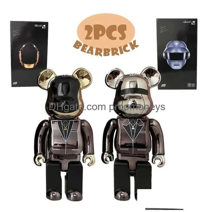 Novelty Games Novelty Games Bearbrick Daft Punk 400% 28Cm Joint Bright Face Violence Bear 3D Original Ornament Gloomy Statue Model Dec Dh0Ac