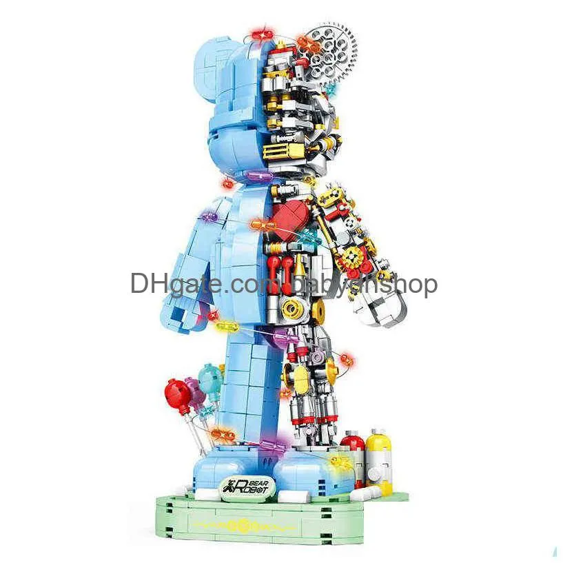 buildmoc ideas technical violent robot bear light figures 1160pcs model building blocks toys for children kids gifts toy bricks g220524