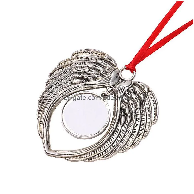 party favor sublimation blank diy metal pendant retro wings car ornament christmas pendant