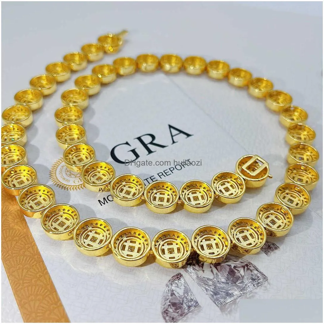 fashion hip hop jewelry pass tester vvs moissanite diamond iced out necklace custom men sier cuban link chain