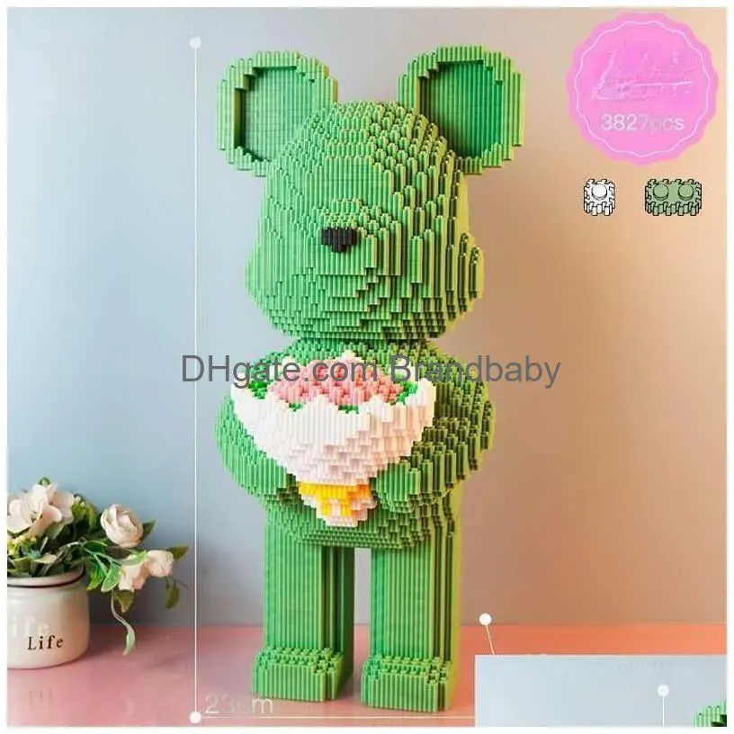 Blocks Blocks New Half Anatomy Bear Nano Building Cartoon Colour With Der Model Creative Micro Diamond Bricks Toys For Children Drop D Dheuj