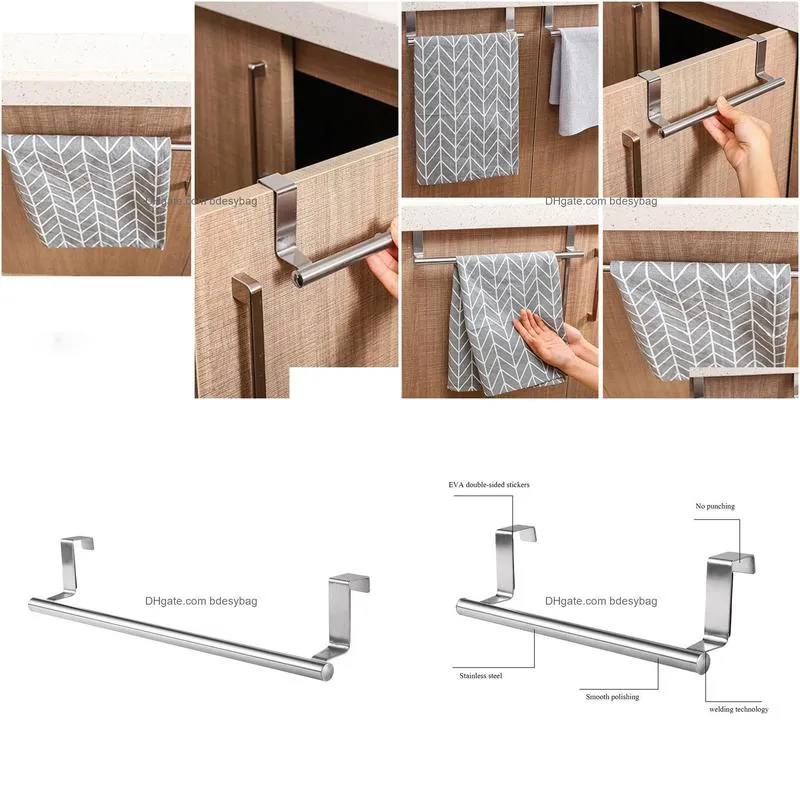 towel rack over door towel bar hanging holder stainless steel bathroom kitchen cabinet towels rag racks shelf hanger