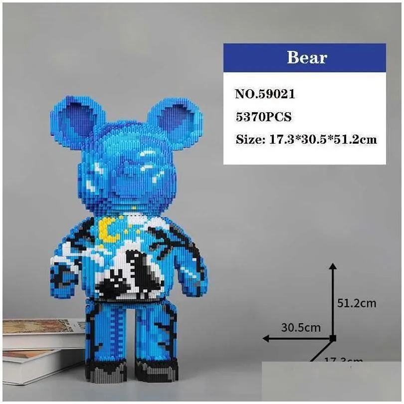 blocks 5966pcs creative the starry night bear building block cartoon galaxy model assembled magic bricks toy for kids birthday gift