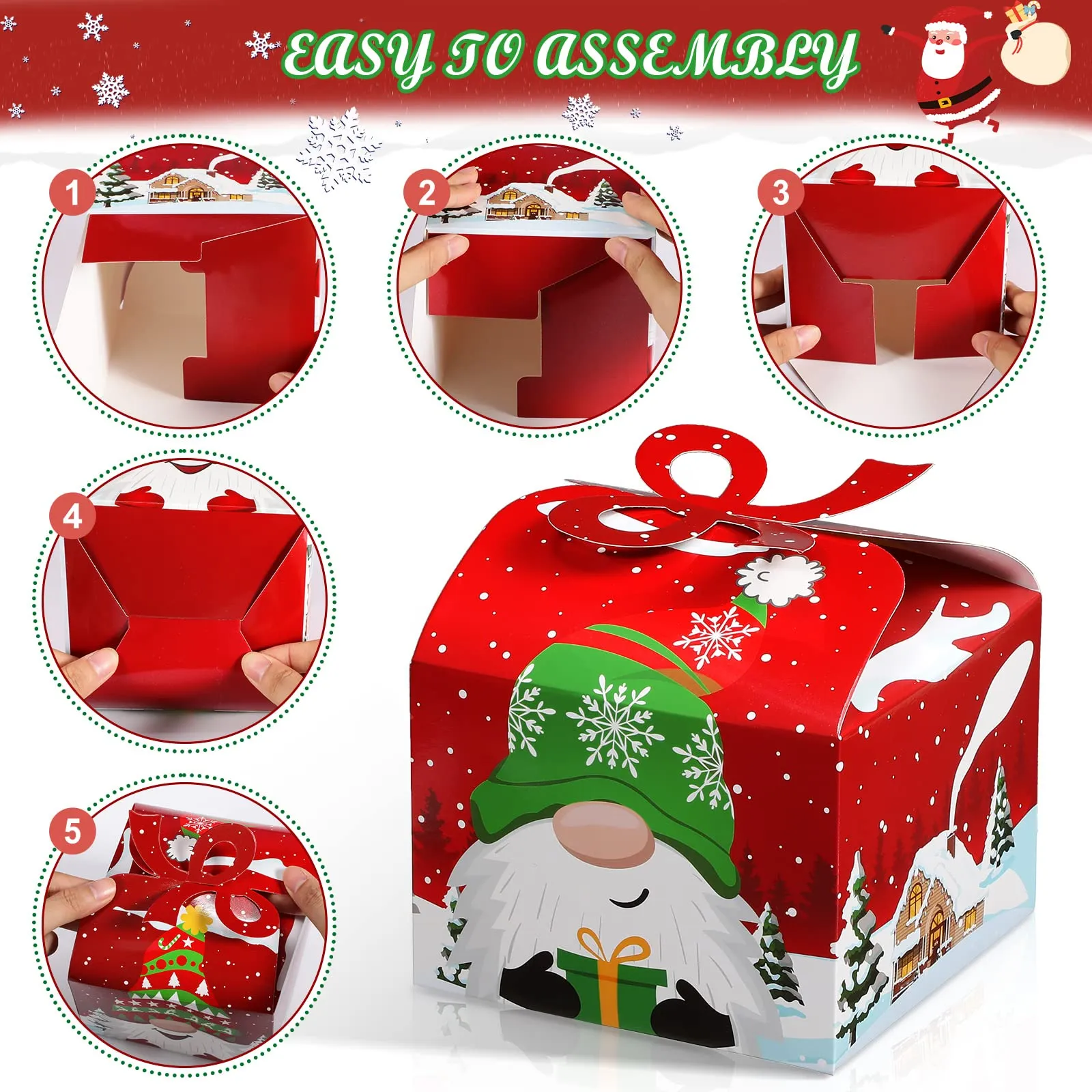 christmas gift boxes with bow 3d xmas holiday goodie paper boxes snowman cardboard treat gift boxes for kids christmas party favors supplies 4.7 x 4.7 x 3.5 inches 8 styles