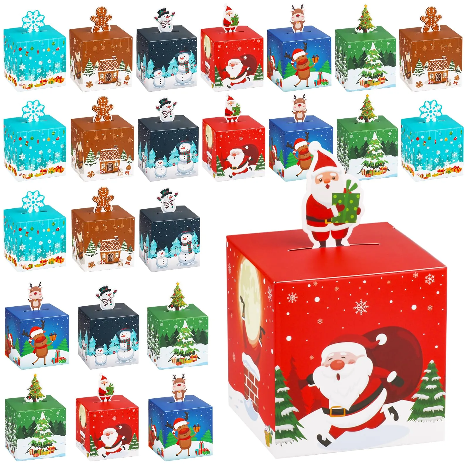 christmas kraft goody gift boxes 24 xmas party paper treat candy boxes with bow for christmas favor