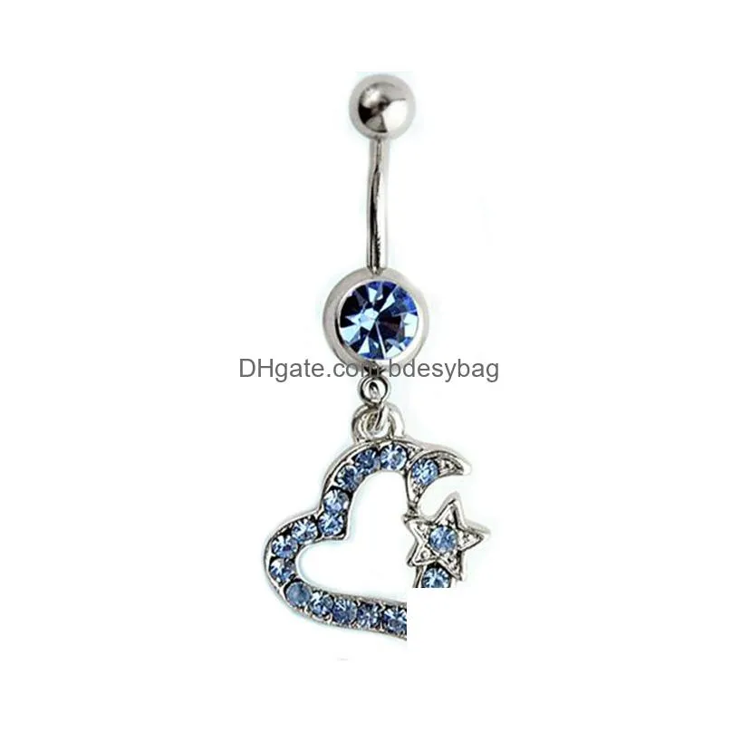 Navel & Bell Button Rings D0680 Heart Belly Navel Button Ring Drop Delivery Jewelry Body Jewelry Dh6Yz