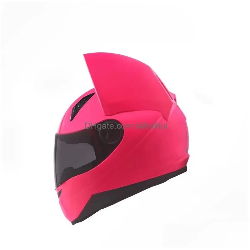 nitrinos brand motorcycle helmet full face with cat ears four season pink color