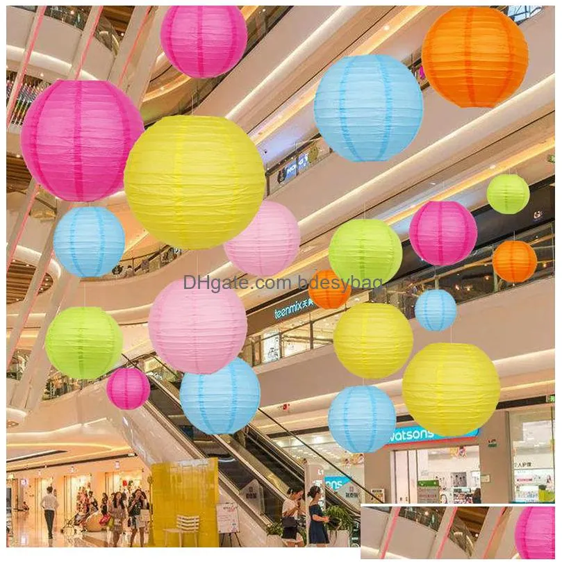 1pc 8inch 20cm multicolor chinese round paper lanterns ball for wedding party hanging lanterns birthday decor babyshower supplies