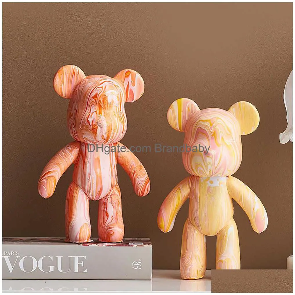 Novelty Games Novelty Games Diy Fluid Dyed Bear Statue Resin Nordic Home Living Room Decor Figurines For Interior Desk Accessories Kaw Dhlsn