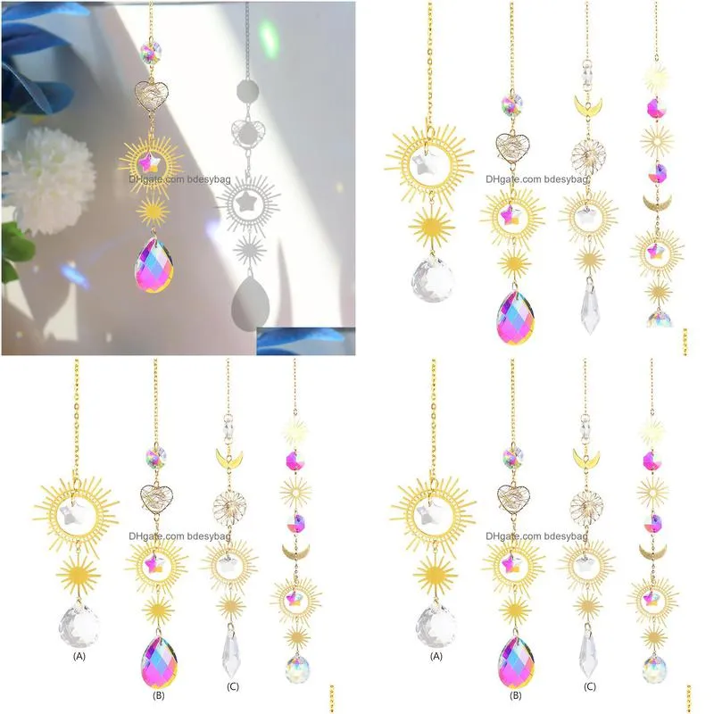 garden decorations suncatcher moon star sun garden crystal hanging window decoration