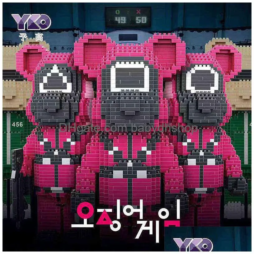 jk net red love violent bear series assemble building block toy model bricks with lighting set antistress toys for kids gift g220524