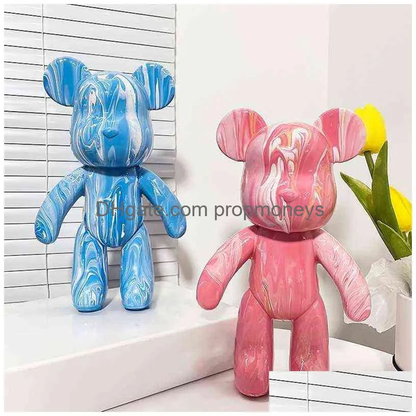 Blocks Diy Fluid Bear Scpture Handmade Parent-Child Toy 23Cm Iti Painting Bearbrick Doll Violent Gift Home Decor T220731 Drop Delivery Dhoqb