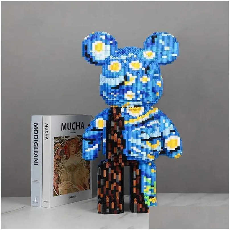 blocks 5966pcs creative the starry night bear building block cartoon galaxy model assembled magic bricks toy for kids birthday gift