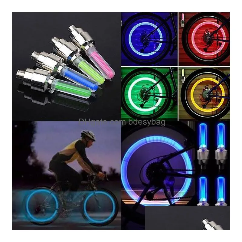 party favor wheel led flash light car tire valve stems caps bicycle motorcycle 2pcs