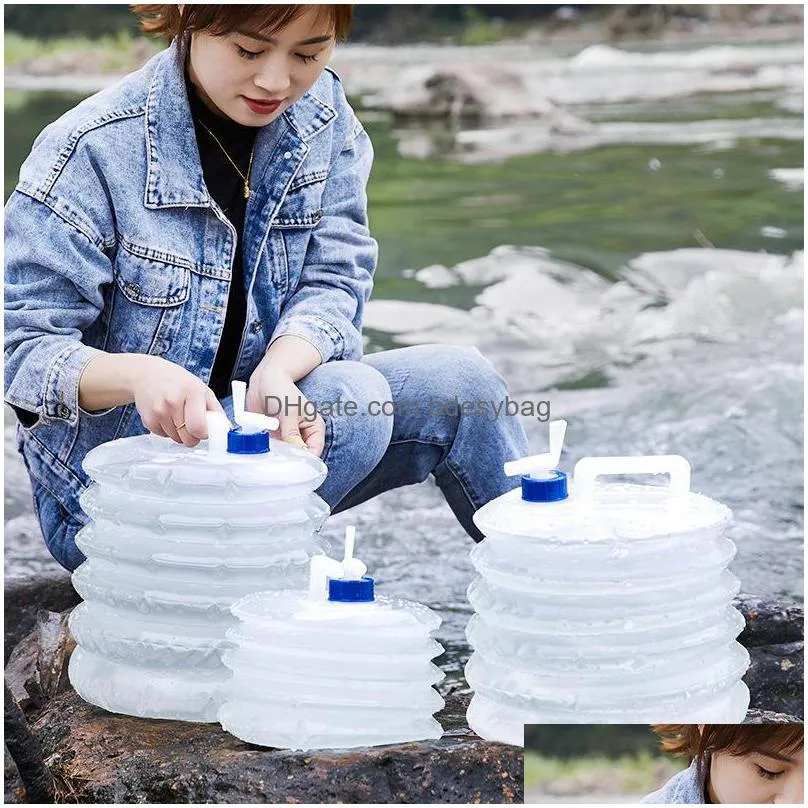 5l15l outdoor collapsible waterbag camping foldable water containers drinking multifunction telescopic storage water bottle