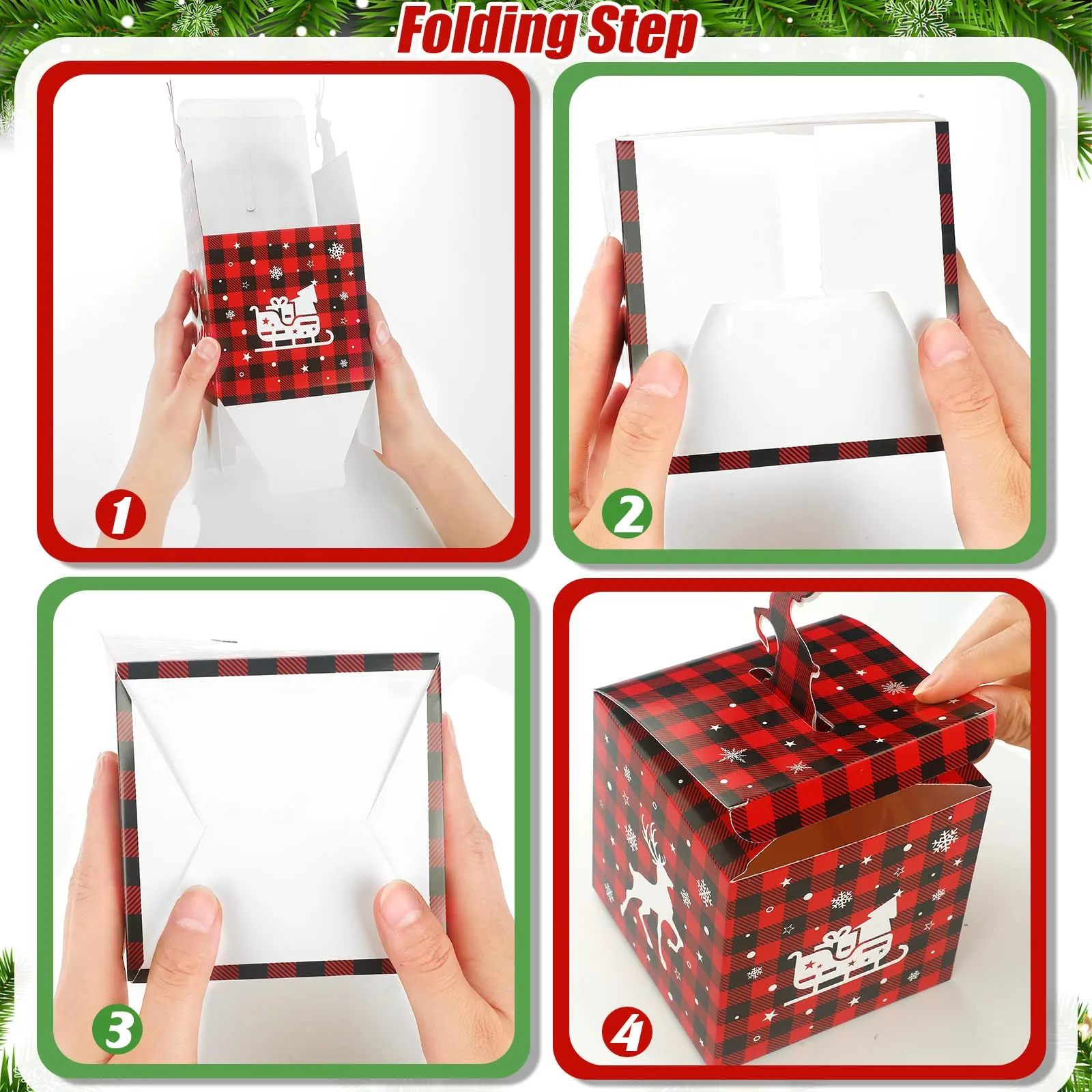 christmas goody gift boxes 3d  plaid xmas candy treat box red and black christmas favor box  holiday gift wrap box paper holder for party favor supplies 8 styles